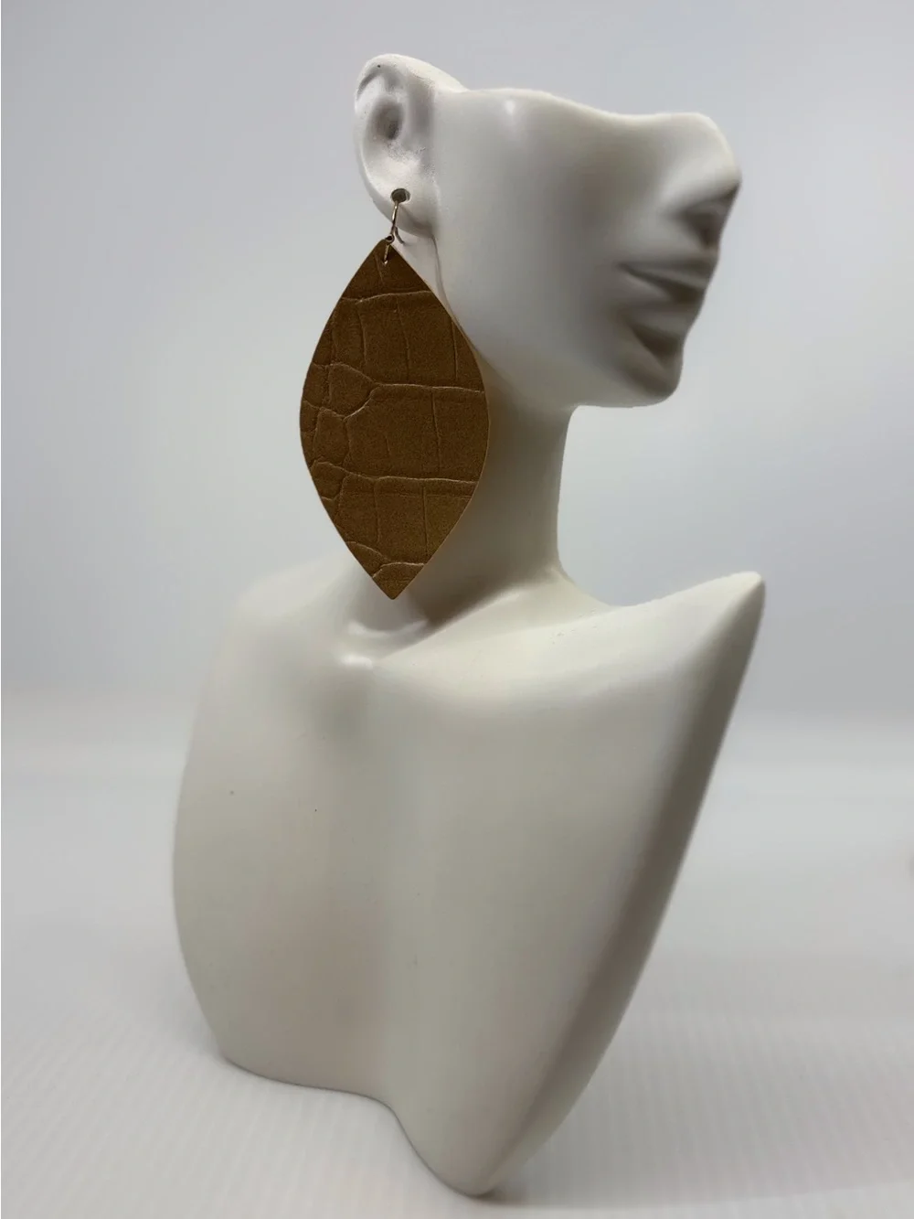 Brown Textured Leaf Dangle Earrings - Women Jewelry